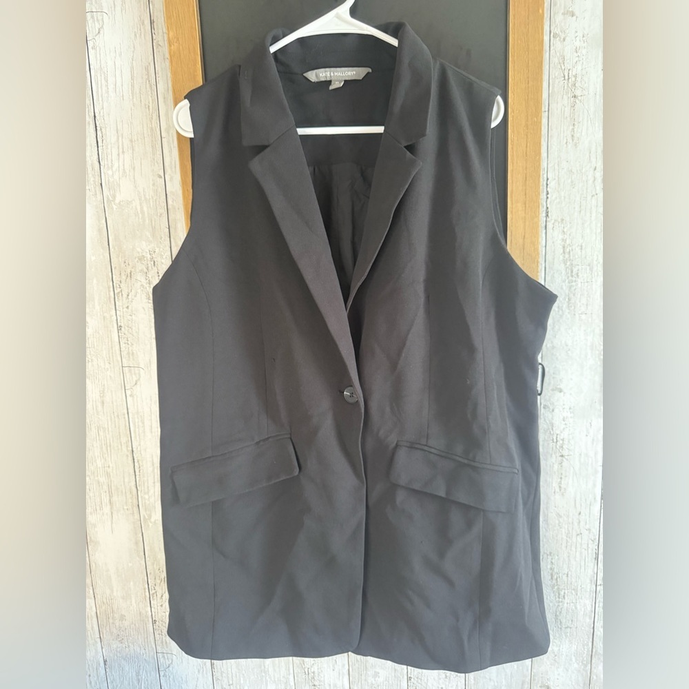 Kate & Mallory Dressy Work Office Business Vest X-Large Black Jacket No Belt